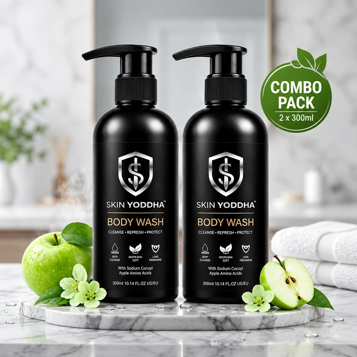 Skin Yoddha Apple Amino Body Wash – Refreshing Duo Combo (Pack of 2) view 1